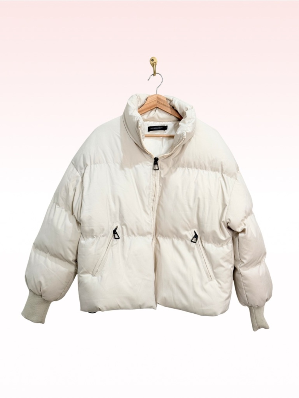 MEROKEETY White Puffer Jacket (Sz S)